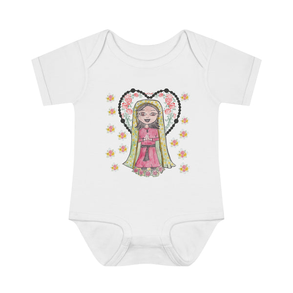 Our Lady of Guadalupe Rosary Marian Infant Baby Rib Bodysuit