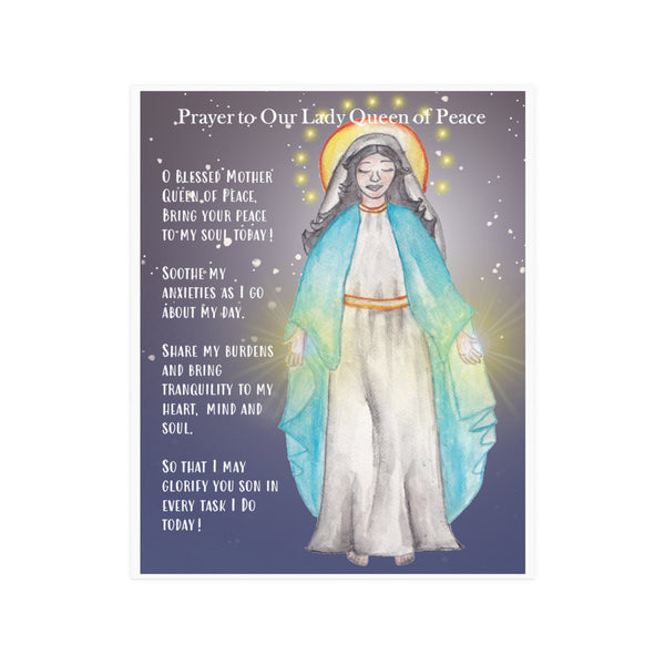 Catholic Home Decor: Prayer to Our Lady Queen of Peace (Prayer Print)