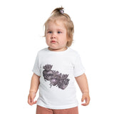Catholic Baby Clothes: Black and White Holy family Hearts Baby T-Shirt