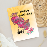 Catholic Birthday Card- Holy family Hearts Birthday Card