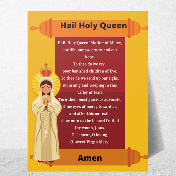 Catholic Classroom Teaching Posters: Hail Holy Queen Catholic Prayer Poster for Classrooms (Satin Posters)