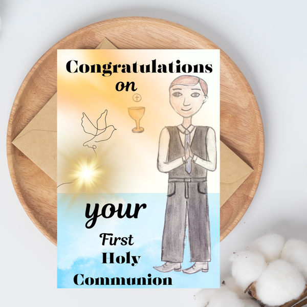 Catholic First Holy Communion Cards for Boys