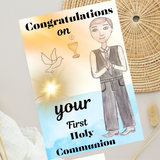 Catholic First Holy Communion Cards for Boys