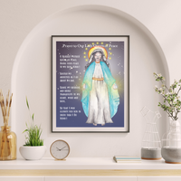 Catholic Home Decor: Prayer to Our Lady Queen of Peace (Prayer Print)