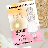 Catholic First Holy Communion Cards for Girls