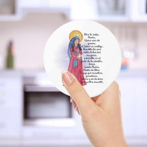 Hail Mary Round Stickers (Spanish)