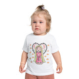 Our Lady of Guadalupe Baby Short Sleeve Heart Shaped Rosary T-Shirt