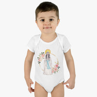Catholic Baby Clothes: Our Lady of Lourdes Floral Infant Baby Rib Bodysuit
