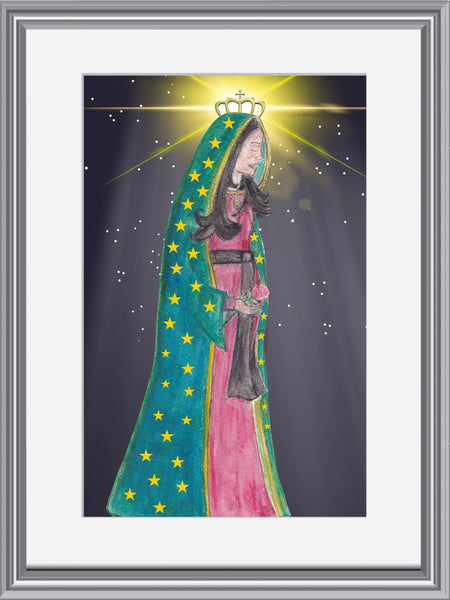 Our Lady of Guadalupe Art Watercolor Print-Modern Catholic Art-Contemporary -Original Art-Catholic Home Decor