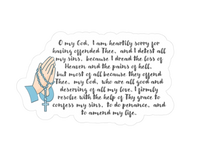 Act of Contrition(Old Version)Catholic Stickers