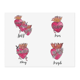 Three Hearts Sticker Sheets (Sacred Heart of Jesus, Immaculate Heart of Mary and Chaste Heart of St. Joseph)