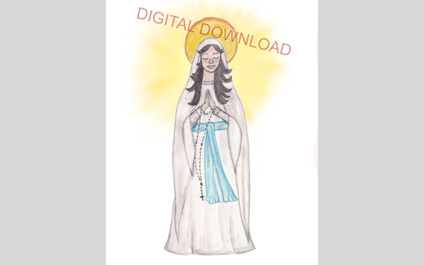 INSTANT DOWNLOAD Our Lady of Lourdes Art Print- 8x10 Print