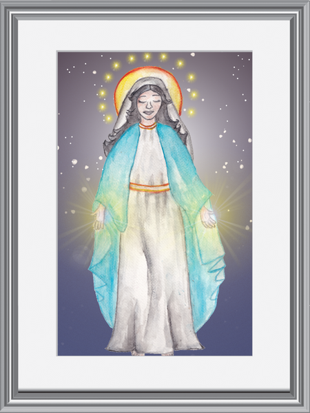 Our Lady of Grace, Mama Mary Watercolor Print-Modern Catholic Art-Contemporary-Original Art-Catholic Home Decor