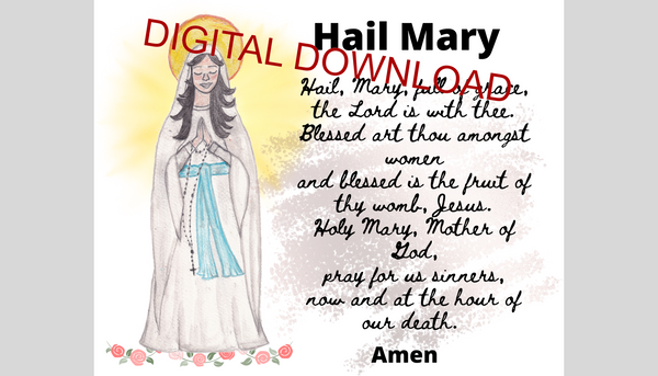 INSTANT DOWNLOAD, Hail Mary, Hail Mary Prayer, Catholic Prayer Poster