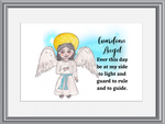 Guardian Angel Prayer Catholic Baby Nursery Decor Wall Art for Baby Room Watercolor Print