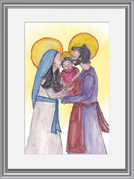 Catholic Home Decor Ideas, Holy Family Print-Jesus, Mary and Joseph Watercolor Print