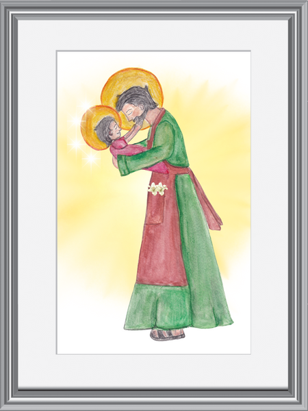 Catholic Home Decor Ideas-St. Joseph and Jesus Watercolor Art Print
